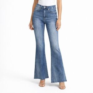 Judy Blue Flare Jeans Raw Hem Medium Wash Women’s Size 31 High Rise Stretch